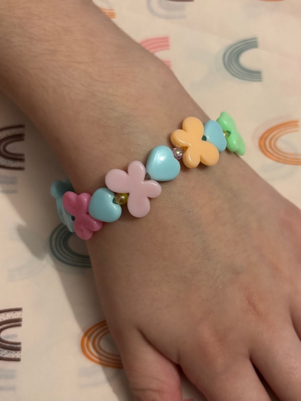 Kids Pastel Butterfly & Heart Stretch Bracelet - Multicolor